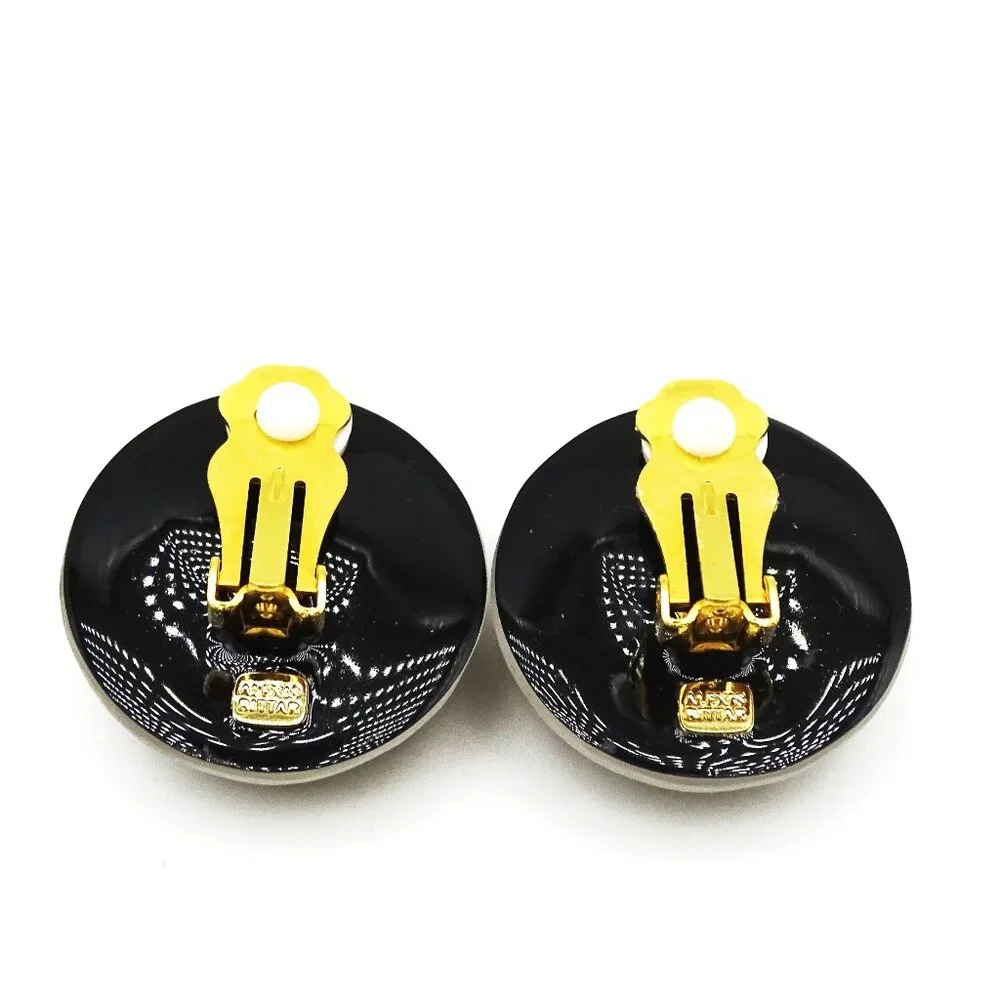 ALEXIS BITTAR  Brown/Tan Hand Carved Lucite Round Clip Earrings - Picture 6 of 6